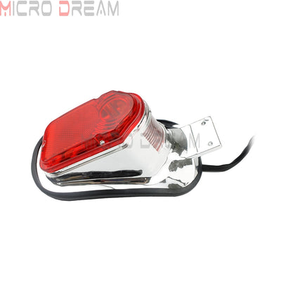 Universal Motorcycle Chrome Red Tombstone Tail Brake Light For Harley Chopper Bobber Custom Rear License Plate Fender Stop Lamp