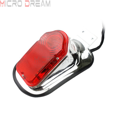 Universal Motorcycle Chrome Red Tombstone Tail Brake Light For Harley Chopper Bobber Custom Rear License Plate Fender Stop Lamp