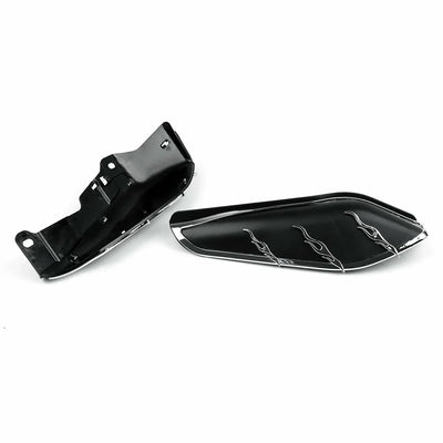 For Harley Touring Road King Electra Street Tri Glide 2009-16 Left Right Black Mid-Frame Air Heated Deflector Chrome Flame Trim