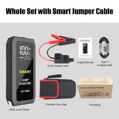 16800mAh Motorcycle Jump Starter 1500A 12V Output Portable Emergency Start-up Charger for Cars Booster Battery Starting Device