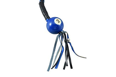 36" Long 1/2“ Diameter Black & Blue Motorcycle Get Back Whip with NO. 2 Pool Ball Real Leather