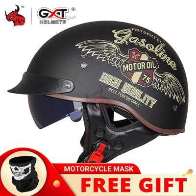 GXT DOT Certification Retro Motorcycle Helmet Moto Helmet Scooter Vintage Half Face Biker Motorbike Crash Moto Helmet Casco Moto