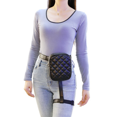BQ Fashion INS Hot Trendy Stylish Women Waist Leg Belt Leather Cool woman Bag Fanny Pack For Motorcycle chick.