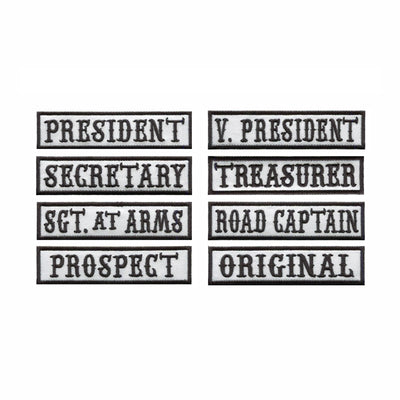 8pcs pack PROSPECT ORIGINAL PRESIDENT SECRETARY patches embroidered rockers for outlaw motorcycle riding clubs and bikers