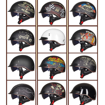 GXT DOT Certification Retro Motorcycle Helmet Moto Helmet Scooter Vintage Half Face Biker Motorbike Crash Moto Helmet Casco Moto