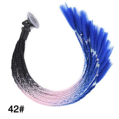 Pigtails Helmet Braid Ponytail ombre Motorcycle Helmet Pigtails Braid Ponytail With Sucker For Women Helmet Pigtail Ponytail