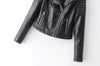 Fashion women&#39;s autumn winter motorcycle faux leather jacket ladies long sleeve motorcycle punk street wear black coat