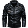 Leather Jacket Men Winter Fleece Motorcycle PU Leather Jacket Mens Stand Collar Casual Windbreaker Ropa De Hombre Slim Coat 7XL