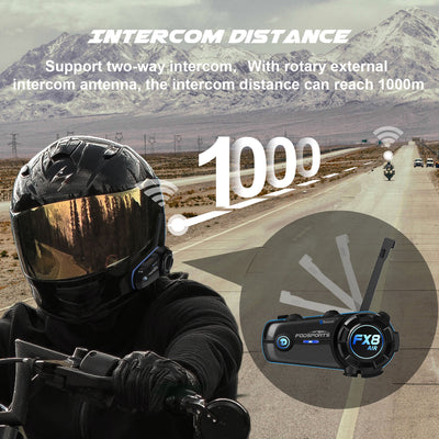 Fodsports FX8 Air 2 Riders Intercom Motorcycle Helmet Headset Bluetooth 5.0 Moto FM Waterproof Headset 1000m Intercoms