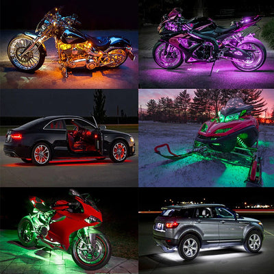 6 RGB 36 LED Smart Brake Lights Motorcycle Atmosphere Light with Wireless Remote Control Moto Decorative Strip Lamp Kit
