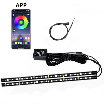 RGB APP LED Smart Brake Lights Motorcycle Car Atmosphere Light with Wireless Remote Control Moto Decorative Strip Lamp Kit