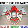Motorcycle  fairing kit for Suzuki GSXR1000 00 01 02 red white farings set GSXR1000 2000 2001 2002 YY42