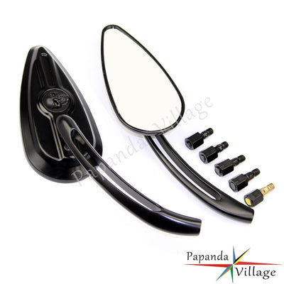 Custom Touring Motorcycle Chrome Skull Rear View Mirror Side Mirrors for Harley Heritage Softail Cruiser Scooters 8mm 10mm Bolt