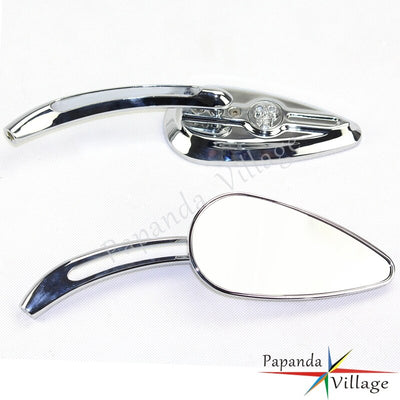 Custom Touring Motorcycle Chrome Skull Rear View Mirror Side Mirrors for Harley Heritage Softail Cruiser Scooters 8mm 10mm Bolt