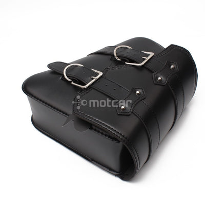 Motorcycle PU Leather Saddle Bags Luggage Black Left+Right Side Tool Bag For Honda Yamaha Harley Sportster XL 883 XL1200 Softail