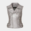 Women Motorcycle PU Faux Leather Sleeveless Jackets Ladies Turn-down Collar Belt Zipper Vest Pockets Waistcoat Streetwear