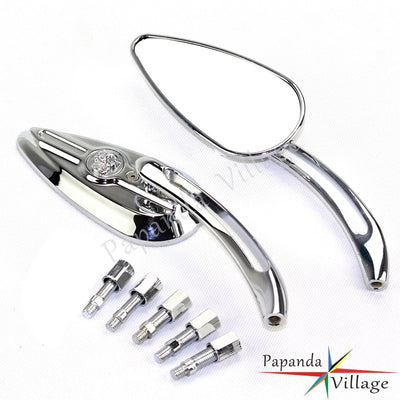 Custom Touring Motorcycle Chrome Skull Rear View Mirror Side Mirrors for Harley Heritage Softail Cruiser Scooters 8mm 10mm Bolt