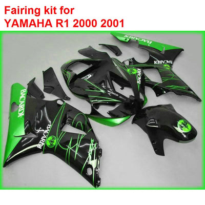 ABS plastic fairings for Yamaha YZFR1 2000 2001 metallic green black motorcycle fairing kit YZF R1 00 01 BA135