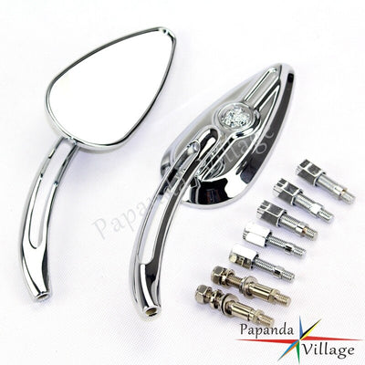 Custom Touring Motorcycle Chrome Skull Rear View Mirror Side Mirrors for Harley Heritage Softail Cruiser Scooters 8mm 10mm Bolt