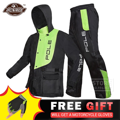 Waterproof Motorcycle Rain Suit Raincoat+Rain Pants Poncho Motorcycle Rain Jacket Motorbike Scooter Riding Rain Suit