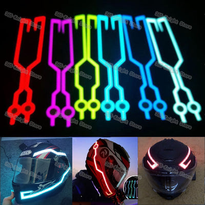 Motorcycle Bike Helmet LED cold light Strip EL Sticker Waterproof 4 Flashing Warning Lights Night Riding Helmet Kit