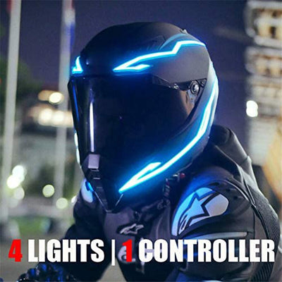 Motorcycle Bike Helmet LED cold light Strip EL Sticker Waterproof 4 Flashing Warning Lights Night Riding Helmet Kit