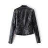 Fashion women&#39;s autumn winter motorcycle faux leather jacket ladies long sleeve motorcycle punk street wear black coat