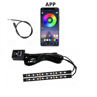 12V Motorcycle LED Light Kits RGB APP Control LED Strips Motorcycle Under Glow Light Neon