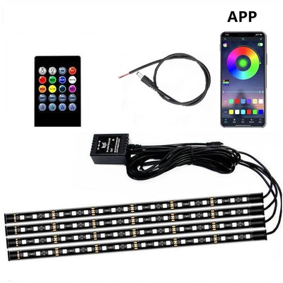 RGB APP LED Smart Brake Lights Motorcycle Car Atmosphere Light with Wireless Remote Control Moto Decorative Strip Lamp Kit