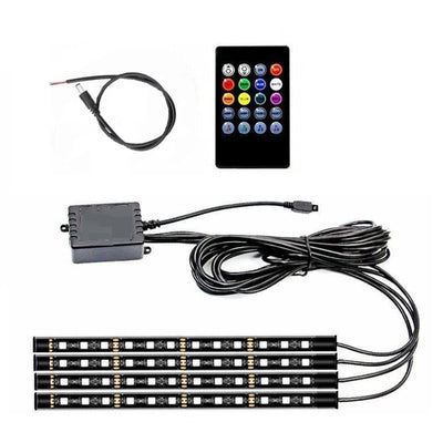 RGB APP LED Smart Brake Lights Motorcycle Car Atmosphere Light with Wireless Remote Control Moto Decorative Strip Lamp Kit