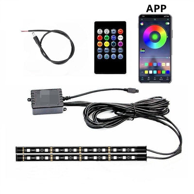 RGB APP LED Smart Brake Lights Motorcycle Car Atmosphere Light with Wireless Remote Control Moto Decorative Strip Lamp Kit