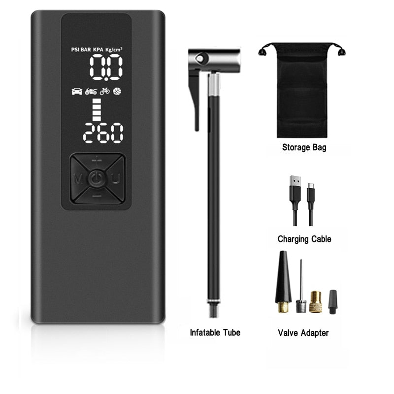 Portable Air Compressor Tire Inflator, 8000mAh Rechargeable Electric Bike  Pump, 150PSI Cordless Mini Air Pump with Emergency Light and Digital