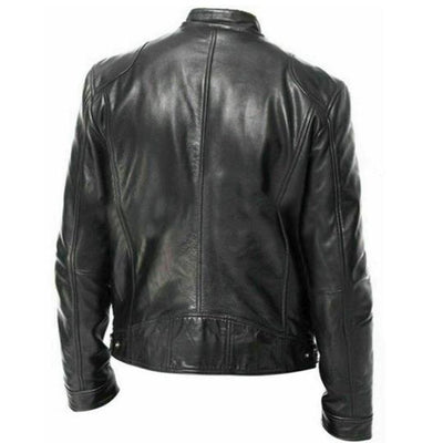 Zipper male motorcycle split leather jacket