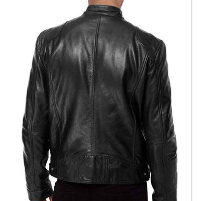 Zipper male motorcycle split leather jacket