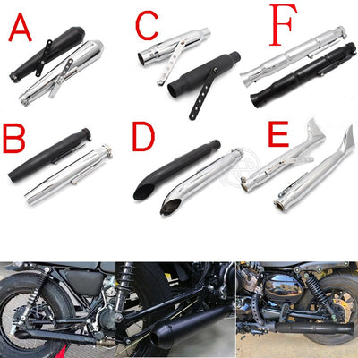 2colors Universal Motorcycles Tapered Slip-On Exhaust Muffler Pipe Chrome/black for Harley Bobber Chopper Cafe Racer Racing