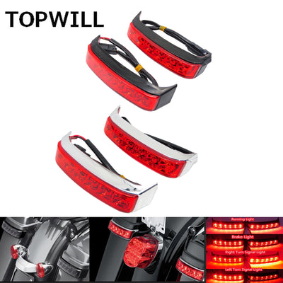 Motorcycle Led Saddle Bag Turn Lamp Light Run Brake Light Red Lens For Harley Touring Electra Glide Ultra Limited FLHX 2014-2022