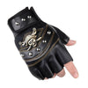 Punk Skulls Rivet PU Leather Gloves Men Women Fashion Hip Hop Anti-slip Half Finger Gloves Motorcycle Accessories