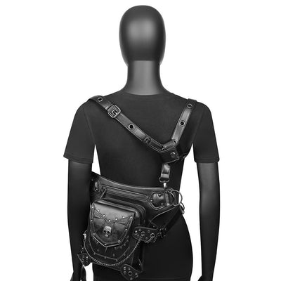 Steampunk Waist Leg Bag Women Men Victorian Style Leather Crossbody Bag Motorcycle Thigh Hip Belt Pack Messenger Shoulder Bags