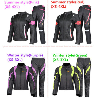 Women Motorcycle Armor Jacket Coat Summer Winter Waterproof Warm Lady Teens Girl Riding Reflective Anti-collision Suit JK-52