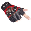 Punk Skulls Rivet PU Leather Gloves Men Women Fashion Hip Hop Anti-slip Half Finger Gloves Motorcycle Accessories