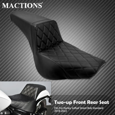 Motorcycle Black Driver & Passenger Two-up Seat For Harley Softail Street Bob FXBB Heritage Classic Slim 2018 19 2020 2021 2022