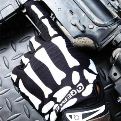 Qeqae Skeleton Pattern Unisex Full Finger Motorcycle Motorbike Racing Riding Gloves Bike Glove for Women and Men