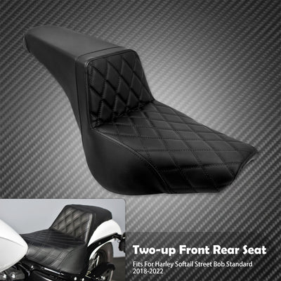Motorcycle Black Driver & Passenger Two-up Seat For Harley Softail Street Bob FXBB Heritage Classic Slim 2018 19 2020 2021 2022