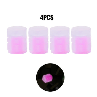 Luminous Tire Valve Cap Car Motorcycle Bike Wheel Hub Glowing Valve Cover Red Pink Tire Decoration Auto Styling Tyre Accessories