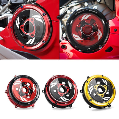 Motorcycle Clear Clutch Cover Engine Racing Spring Retainer Protector Guard For Ducati Panigale V4 V4s V4 Speciale 2018 - 2021