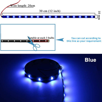 1x Motorcycle Led Strip DIY Bulb Atmosphere Decorative lamp Auto inerior Light 15LED Daytime Running Light DRL Motorcycle Styling Red