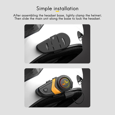 LX3 Helmet Bluetooth Headset 1200MAH Motorcycle BT5.0 Wireless Hands-Free Call Stereo Anti-Jamming Waterproof Headset