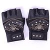 Punk Skulls Rivet PU Leather Gloves Men Women Fashion Hip Hop Anti-slip Half Finger Gloves Motorcycle Accessories